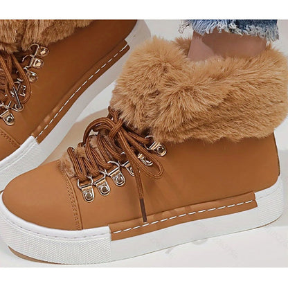 🎅Weihnachts-Specials🎁Mit Kunstfell gefütterte High-Top-Winter-Sneakers für Damen