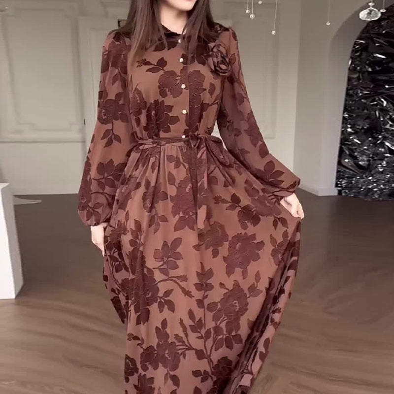 Damenkleid mit Allover-Print und Gürtel