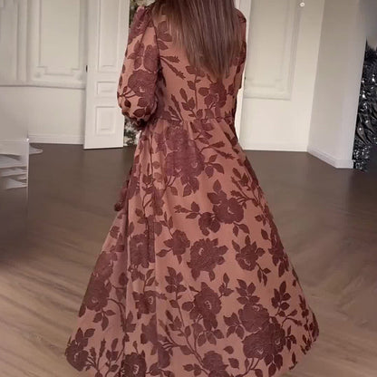 Damenkleid mit Allover-Print und Gürtel