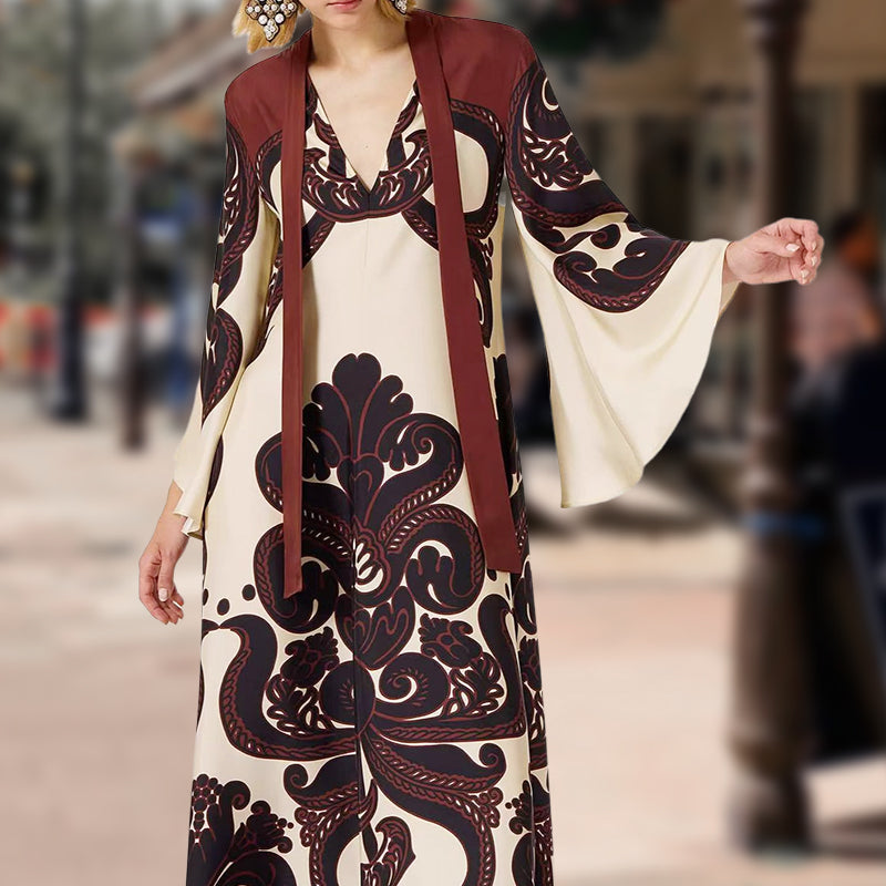 Bohemian-Maxikleid mit Glockenärmeln für Damen