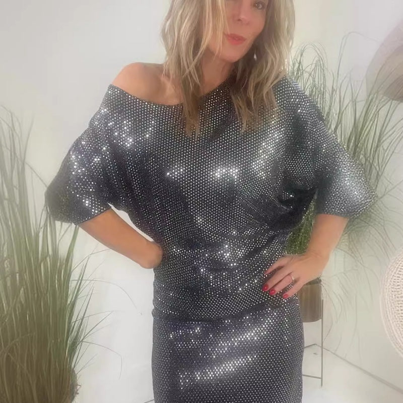 🎅Weihnachts-Sale✨Damen Pailletten Abendkleid