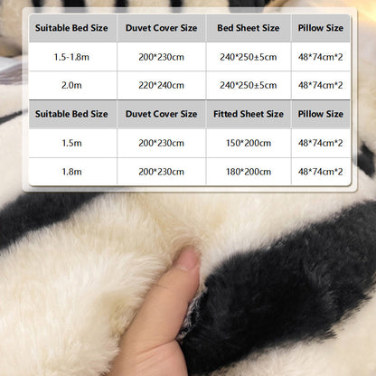 Plush Thickened Warm Zebra Print 4pcs Bedding Set