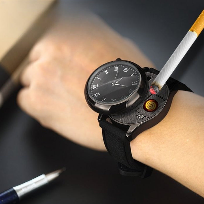 💥💥💥2-in-1-Armbanduhr und winddichtes Feuerzeug für Herren