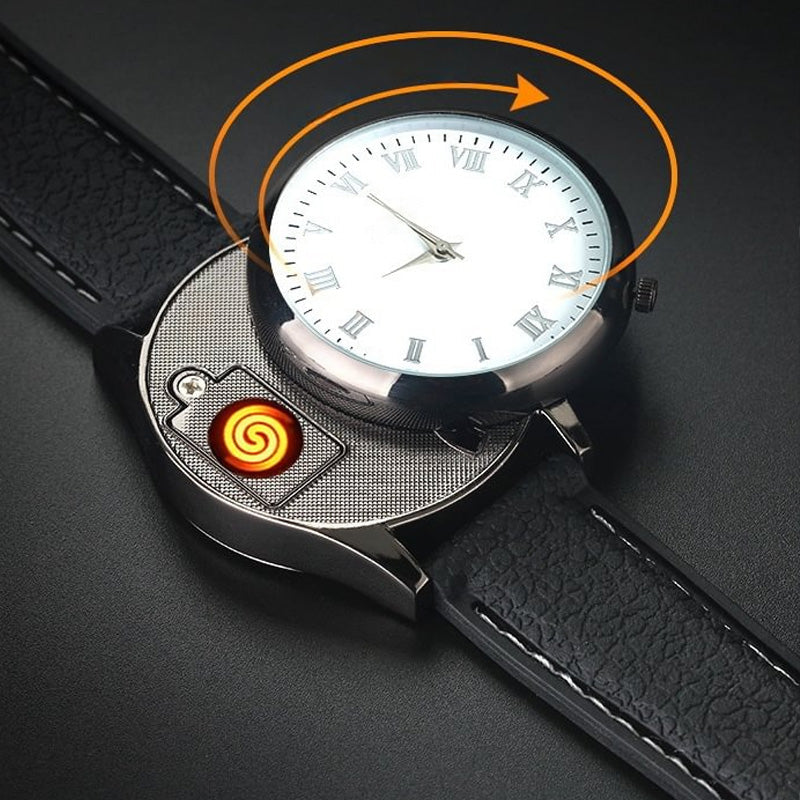 💥💥💥2-in-1-Armbanduhr und winddichtes Feuerzeug für Herren