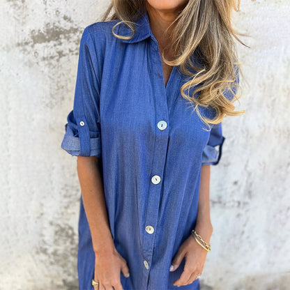 2025 Neues Design👗💖Lässiges Denim-Reverskleid für Damen