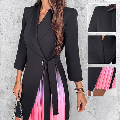 💖Ombre Reverskragen Tailliertes Plissee Blazer Kleid