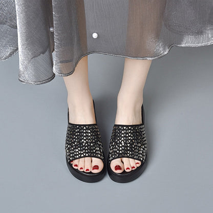 2025 Neues Design🌸👠Glänzende Sandalen mit Keilabsatz für Damen