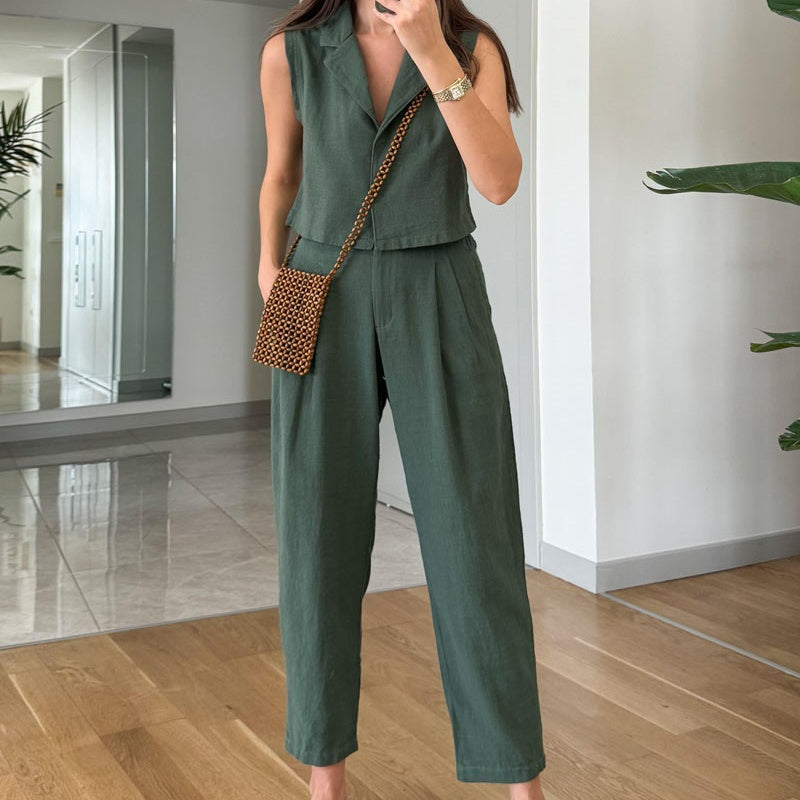 2-teiliges Set aus einfarbigem Trägertop und Hose