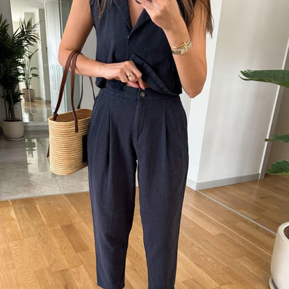 2-teiliges Set aus einfarbigem Trägertop und Hose