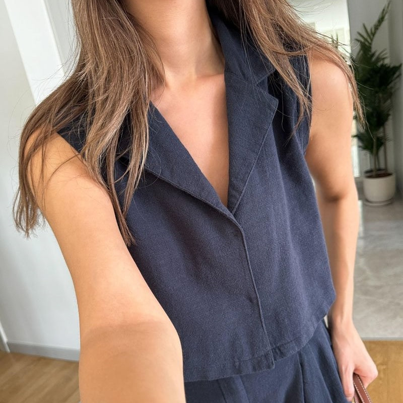 2-teiliges Set aus einfarbigem Trägertop und Hose