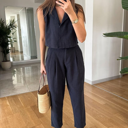 2-teiliges Set aus einfarbigem Trägertop und Hose