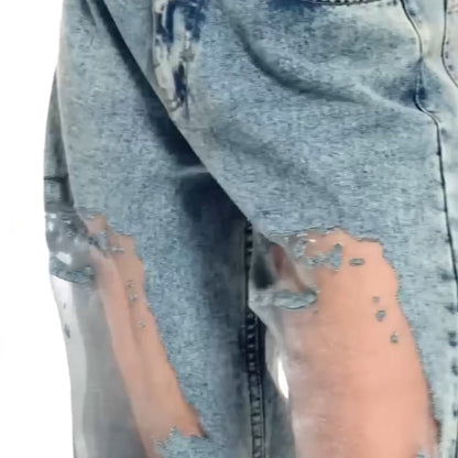 Damenjeans im Vintage-Look mit Patchwork-Print