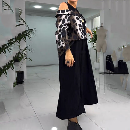 💥Neue Frühjahrskleidung 50% RABATT💥Damen einzigartiges Kleid in Layering-Optik mit Cold Shoulder