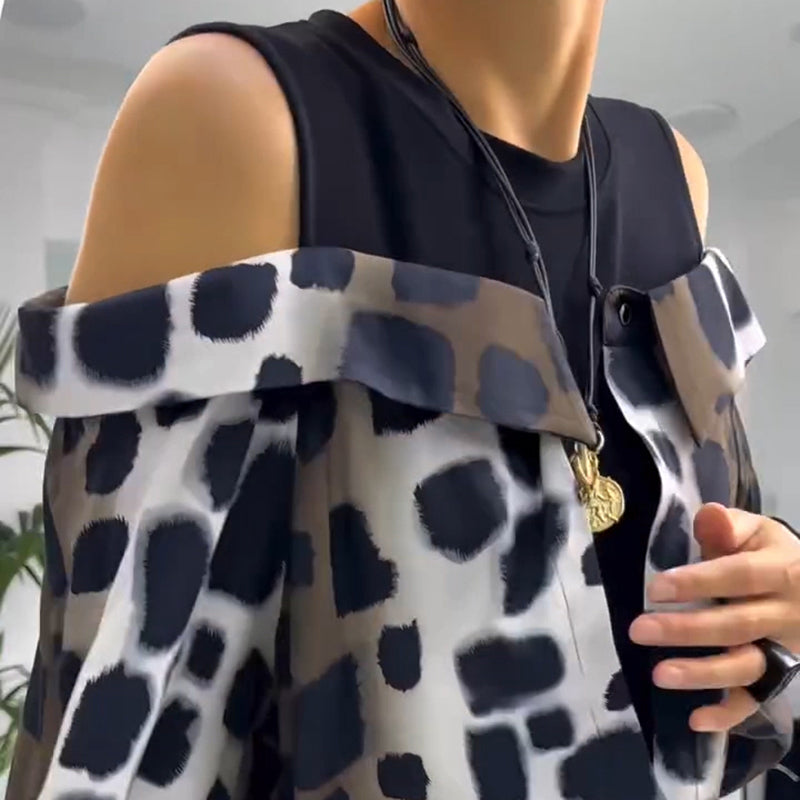 💥Neue Frühjahrskleidung 50% RABATT💥Damen einzigartiges Kleid in Layering-Optik mit Cold Shoulder