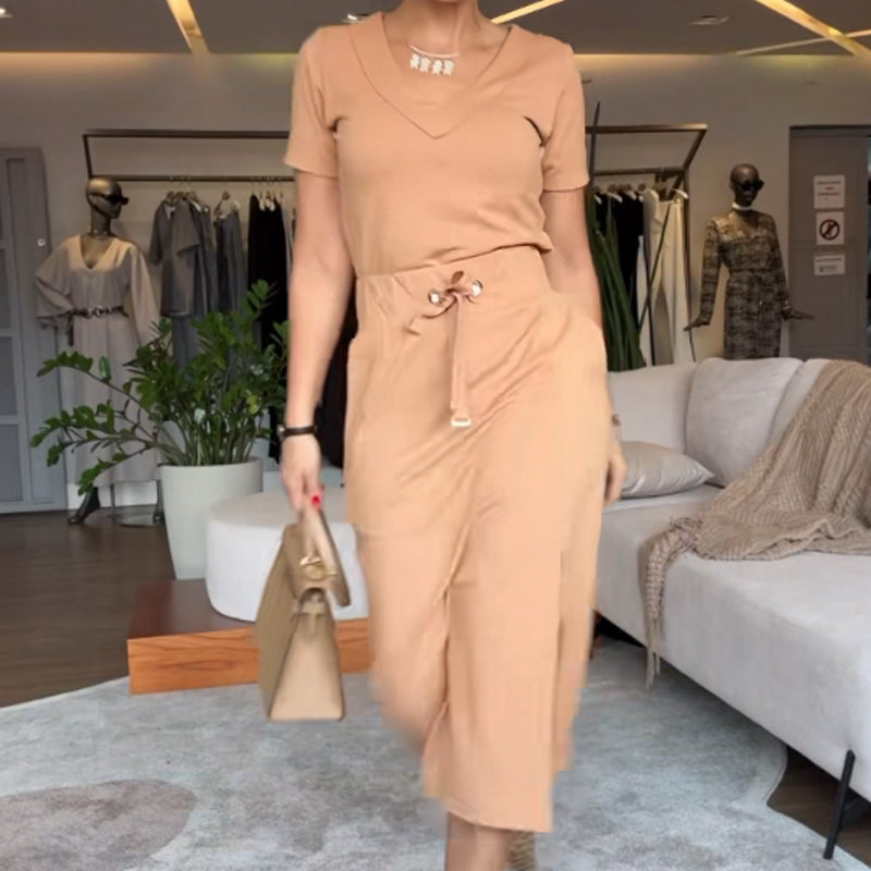 ⏳Zeitlich begrenzter Rabatt💥💃Set aus Oberteil und Rock mit V-Ausschnitt für Damen