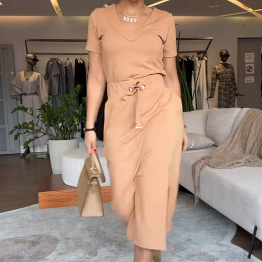 ⏳Zeitlich begrenzter Rabatt💥💃Set aus Oberteil und Rock mit V-Ausschnitt für Damen