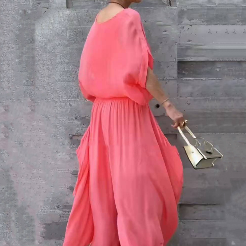 2-teiliges Set aus Chiffon mit lockerem Oberteil und weiten Schlitzhosen