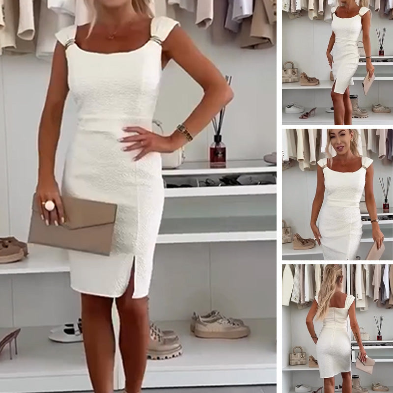 🌸Saisonübergreifendes Basic-Kleid – 4-Jahreszeiten mit Seitenschlitz 🌸 Waschmaschinenfest