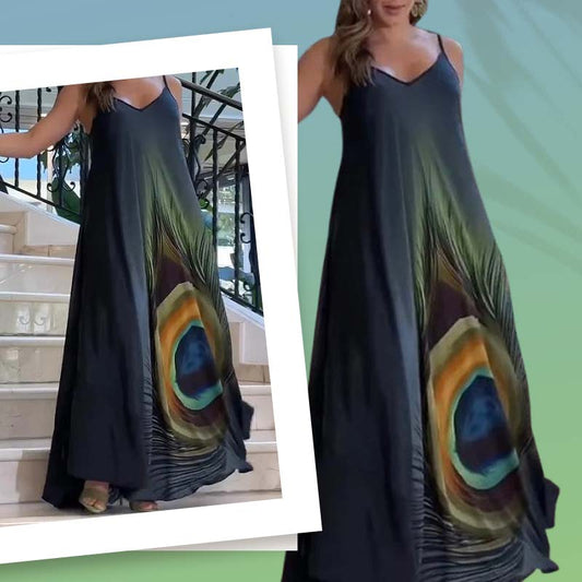 👗🌸50% OFF Limited Time🌸Locker sitzendes Maxikleid mit Spaghettiträgern und Blumenmuster