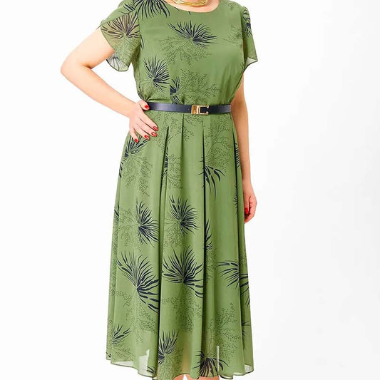 🔥 Damen A-Linie Midikleid mit Gürtel 🌸 Sommer Must-Have Blumenkleid