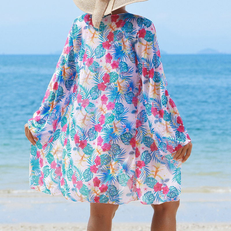 🌊🐚🌴Blühender Zauber des Sommers - Dreiteiliger Bikini-Badeanzug aus Mesh für Damen