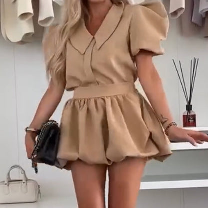 💕🌸Women's Top & Mini Pleated Skirt 2-Piece Set