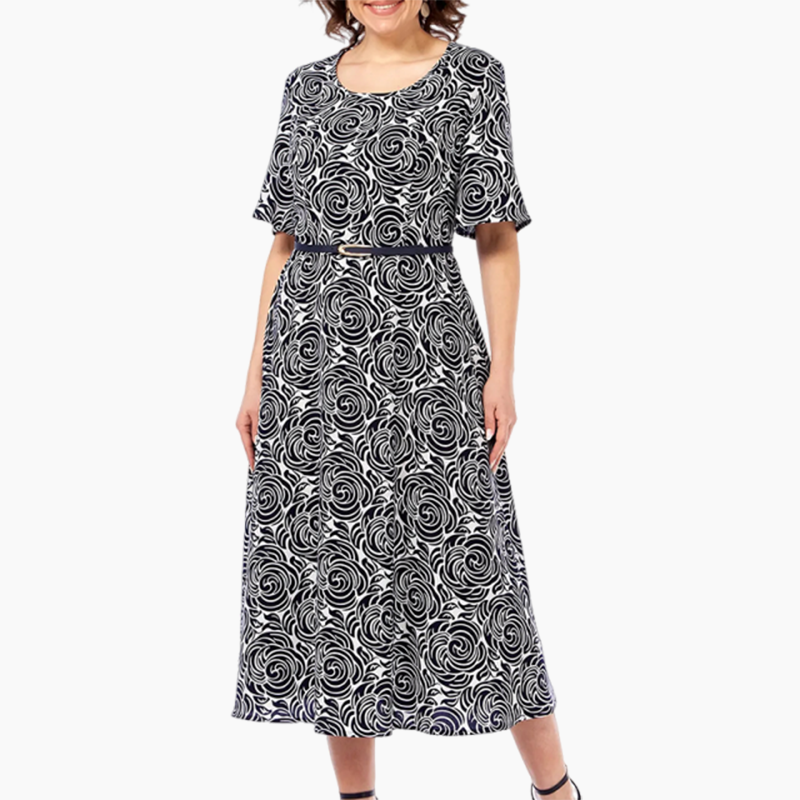 2025 Neues elegantes extra langes Kleid mit Gürtel und Prints💥💥Befristetes Angebot: 50% Rabatt auf Bestellungen