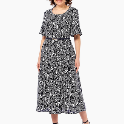 2025 Neues elegantes extra langes Kleid mit Gürtel und Prints💥💥Befristetes Angebot: 50% Rabatt auf Bestellungen