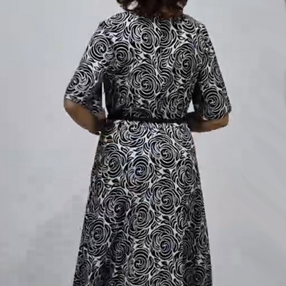 2025 Neues elegantes extra langes Kleid mit Gürtel und Prints💥💥Befristetes Angebot: 50% Rabatt auf Bestellungen