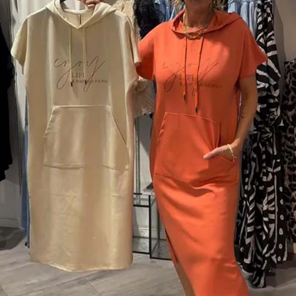 🌸💐Damenkleid mit kurzen Ärmeln und Kapuze🚀Kaufen Sie 2 und erhalten Sie kostenlosen Versand🚀