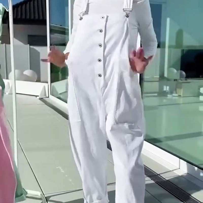 Süßer, lässiger, einfarbiger Jumpsuit für Damen mit verstellbaren Trägern