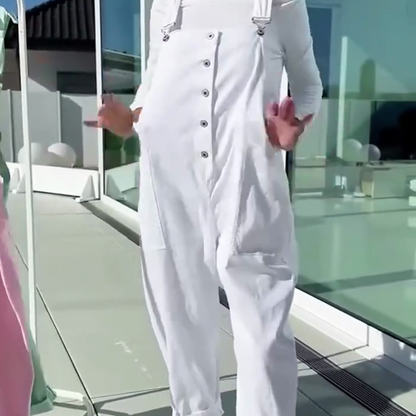 Süßer, lässiger, einfarbiger Jumpsuit für Damen mit verstellbaren Trägern