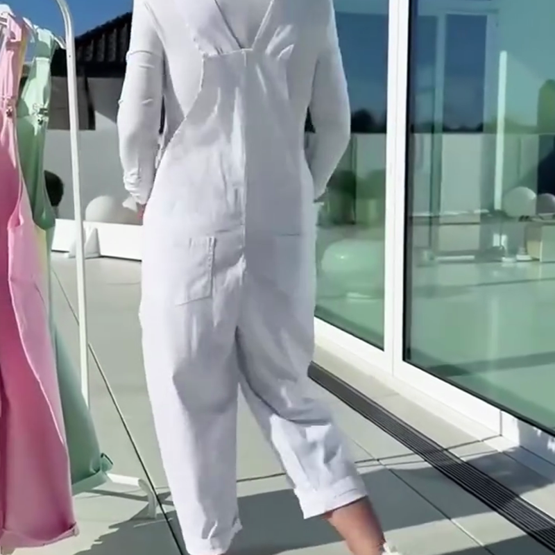 Süßer, lässiger, einfarbiger Jumpsuit für Damen mit verstellbaren Trägern