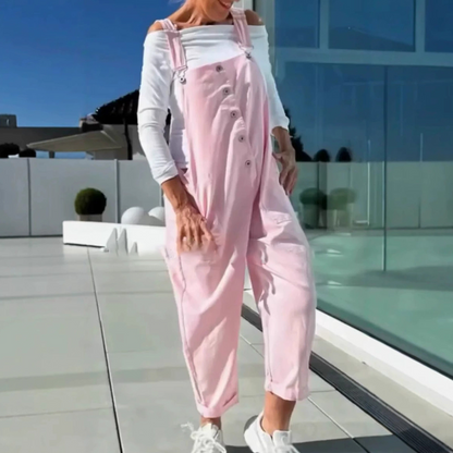 Süßer, lässiger, einfarbiger Jumpsuit für Damen mit verstellbaren Trägern