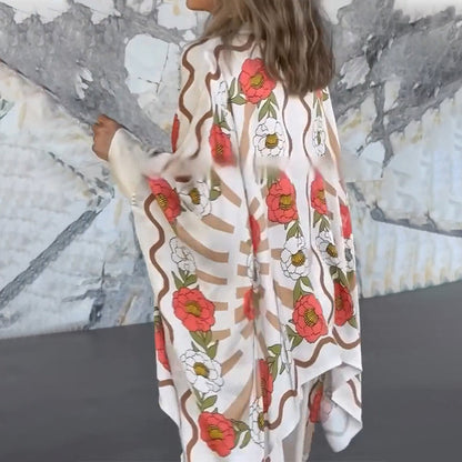 🎁🔥Stilvoller Damen-Zweiteiler mit Blumenmuster: Bluse  Hose