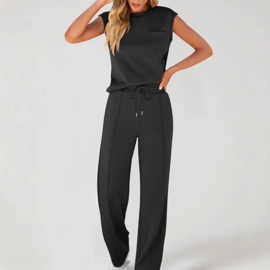 Set van 2 casual mouwloze top en broek met trekkoord voor dames