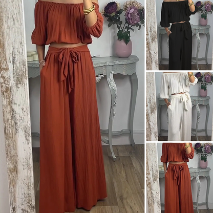 Women’s Off-The-Shoulder Top & Pants 2-Piece Set
