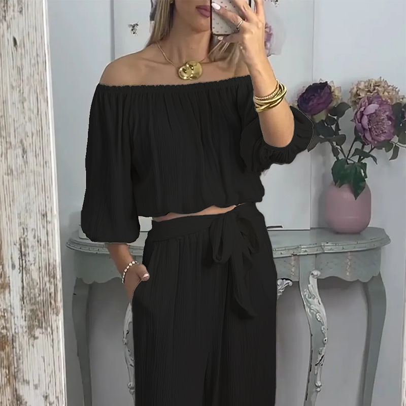 Women’s Off-The-Shoulder Top & Pants 2-Piece Set