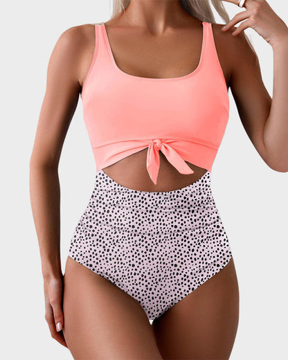 🏖️2025 Sommer-Hot-Sale - 50% Rabatt💓Einteiliger Badeanzug mit gerafftem Knoten und Bauchkontrolle🩱