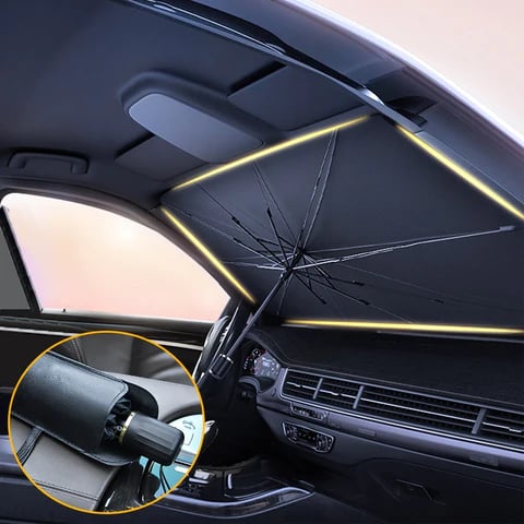 ☀️Car Sunshade – Effective Heat Insulation, UV Block &amp; Easy Foldable Auto Windshield Protector
