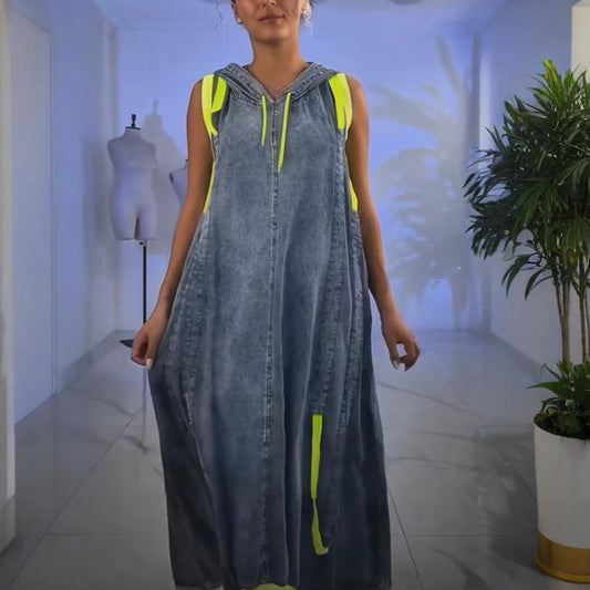 💃💓Lässiges ärmelloses Maxi-Jeanskleid für Damen