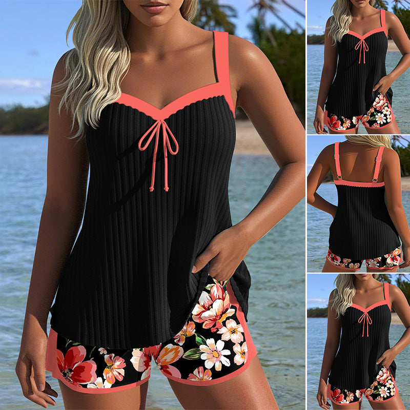 Printed Swimsuit Top & Shorts Set