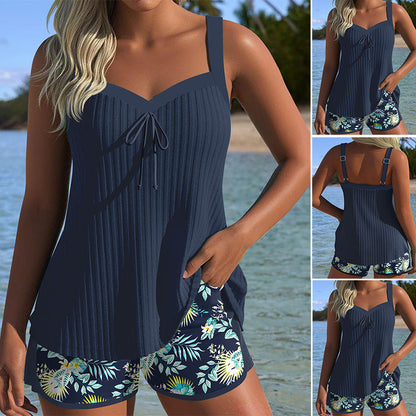 Printed Swimsuit Top & Shorts Set