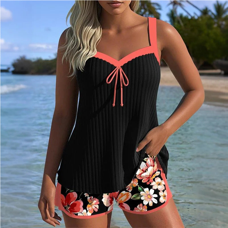 Printed Swimsuit Top & Shorts Set