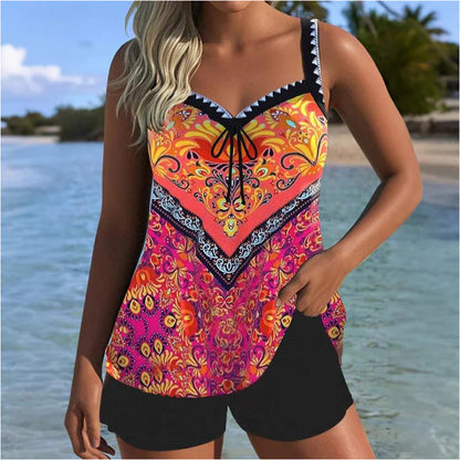 Printed Swimsuit Top & Shorts Set