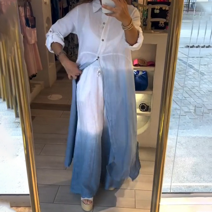 2-teiliges Set aus langem Hemd und Hose mit weitem Bein für Damen