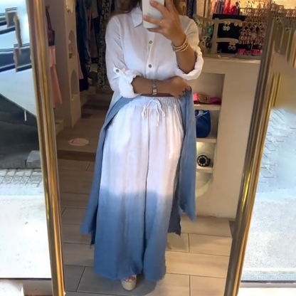 2-teiliges Set aus langem Hemd und Hose mit weitem Bein für Damen