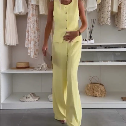 🌸Sommer-Schnäppchen 50 % RABATT🌸Set aus ärmellosem Oberteil und langer Hose für Damen