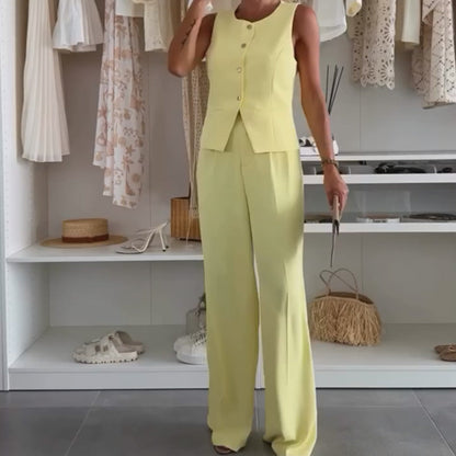 🌸Sommer-Schnäppchen 50 % RABATT🌸Set aus ärmellosem Oberteil und langer Hose für Damen