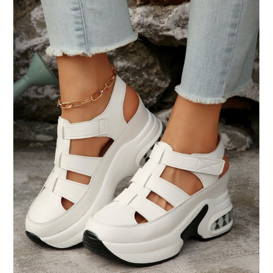 🌸💐Damen-Sandalen für den Sommer mit geschlossenem Zehenbereich, Klettverschluss und dicker Sohle